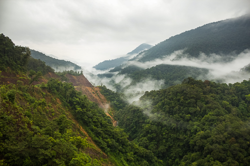 Looking into a valley within Pu Mat National Park