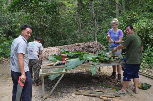 Amy helping some of the Keepers make enrichment for the bears