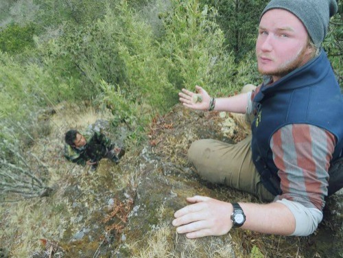 Josh holding Red Panda poo