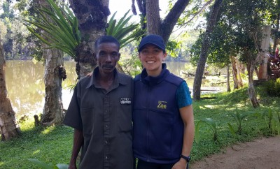 Danni with George, Head Keeper at Ivoloina Zoological Park